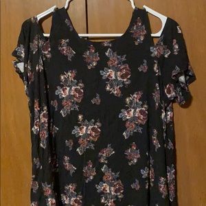 Cold Shoulder Flower Print Shirt